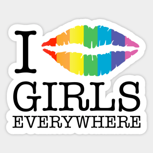 i kiss girls everywhere rainbow lips Sticker